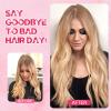 Halo Hair Extensions Real Human Hair, MY-LADY Adjustable Halo Extensions Real Human Hair, 12 inch Ash Blonde mix Bleach Blonde Women's Long Straight Hair Invisible Wire Hair Extensions view 4