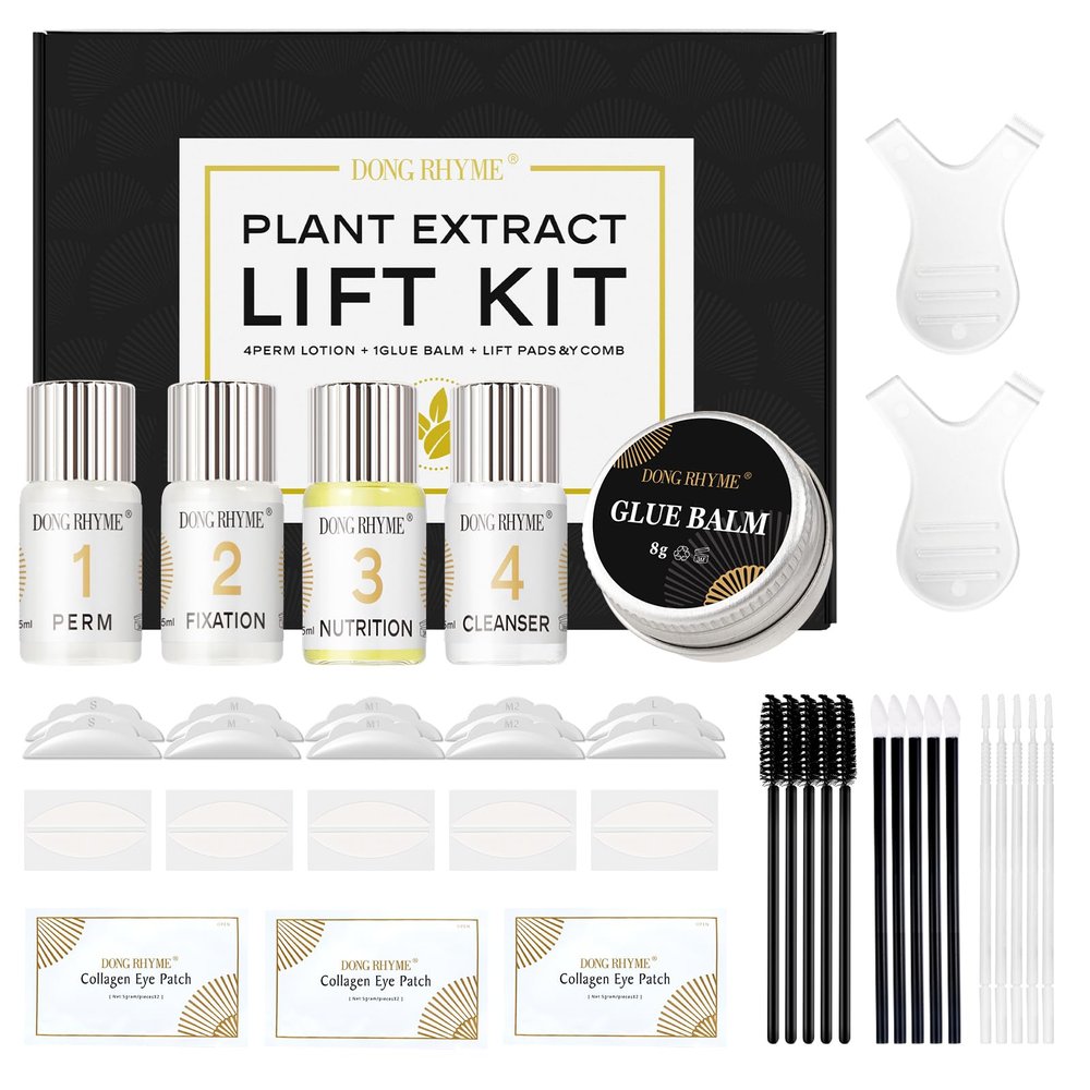 DONG RHYME Lash Lift Kit Eyelash Perm Kit, Professional Plant Extract, Lifting & Curling for Eyelashes, Semi-Permanent Salon & DIY Home Use Eyelash Lift Kit for Beginners