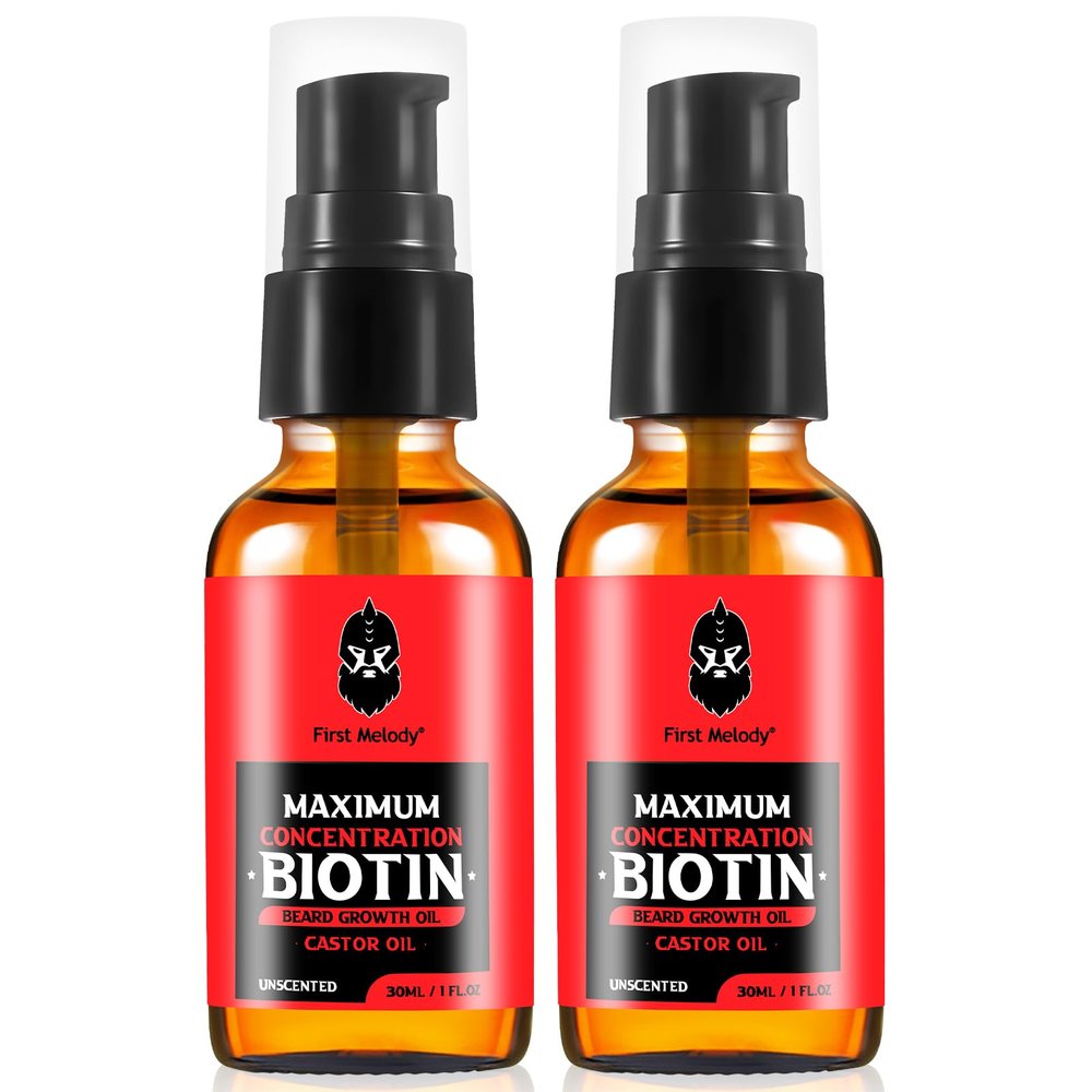 First Melody Beard Oil,Maximun Thickening Biotin, with Castor Oil and Argan & Jojoba Oils, Promotes Beard Growth, Styles, Strengthens & Softens Beards & Mustaches,1 Ounce*22 Pack