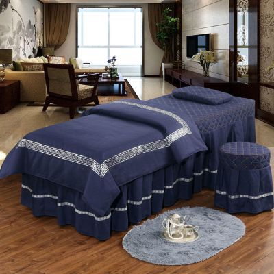 GRIPITHPY 4pcs Beauty Salon Bedding,Massage Spa Cover Sets,Solid Color Soft Microfiber Bed Sheet Set,Massage Bed Cover with Quilt Pillow Case and Chair Cover(23.62 * 68.9in, M)