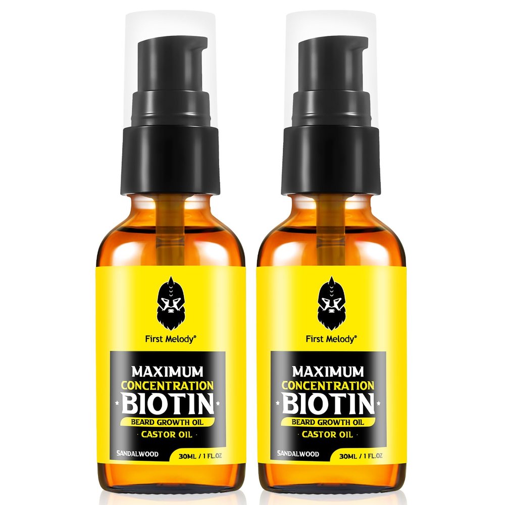 First Melody Beard Oil,Maximun Thickening Biotin, with Castor Oil and Argan & Jojoba Oils, Promotes Beard Growth, Styles, Strengthens & Softens Beards & Mustaches,1 Ounce*22 Pack