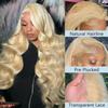 LUCLUEME 28 Inch 613 Lace Front Wig Human Hair 13x6 Blonde Body Wave 200 Density Blonde Wig Human Hair view 2