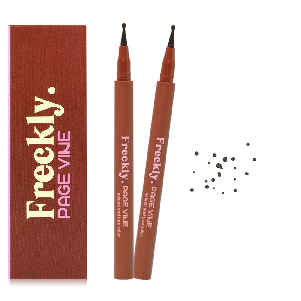 CLLFUU Freckle Pen,2 PCS Faux Freckle Stamp Waterproof,Fake Face Freckles Stain Makeup Long Lasting Quick Dry,Natural Lifelike Soft Dot Freck Pen 2PCS-04 Espresso