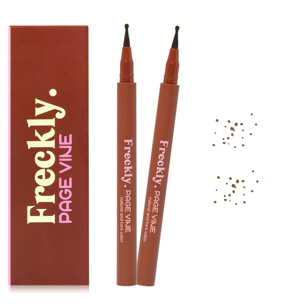 CLLFUU Freckle Pen,2 PCS Faux Freckle Stamp Waterproof,Fake Face Freckles Stain Makeup Long Lasting Quick Dry,Natural Lifelike Soft Dot Freck Pen 01-Light+02-Medium