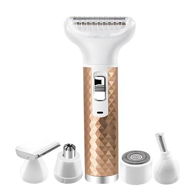 Electric Razor for Women, 5 in 1 Electric Shaver for Women, Portable Rechargeable Hair Trimmer Wet and Dry Cordless Shaver Hair Remover for Face, Legs, and Bikini (Yellow)