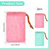 2 Pack Soap Savers for Bar Soap Exfoliating Net Mesh for Shower Holder Mesh Foaming bag for Bath and Shower(2 Colors, 5.5 x 3.5 In) view 2