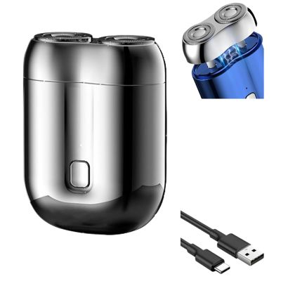 2025 New Model Mini Dual-Head Electric Shaver, Duals Heads Shaver Pocket Electric Mini Portable Razors Double Heads Razor Washable USB Rechargeable Duals-Heads Compact Electrics Razors (Silver)