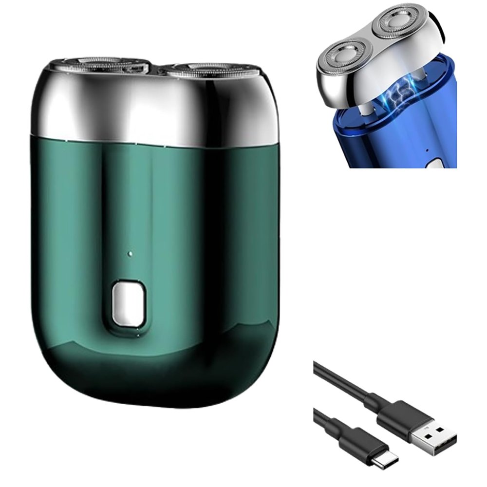 2025 New Model Mini Dual-Head Electric Shaver, Duals Heads Shaver Pocket Electric Mini Portable Razors Double Heads Razor Washable USB Rechargeable Duals-Heads Compact Electrics Razors (Green)