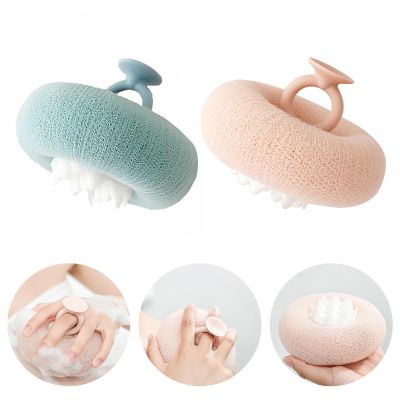 2-in-1 Sunflower Shower Sponge with Suction Cup | Exfoliating Bath Sponge for Soft Skin | Hypoallergenic & Eco-Friendly Body Scrubber for Spa-Like Luxury (Meat Powder Light Green)