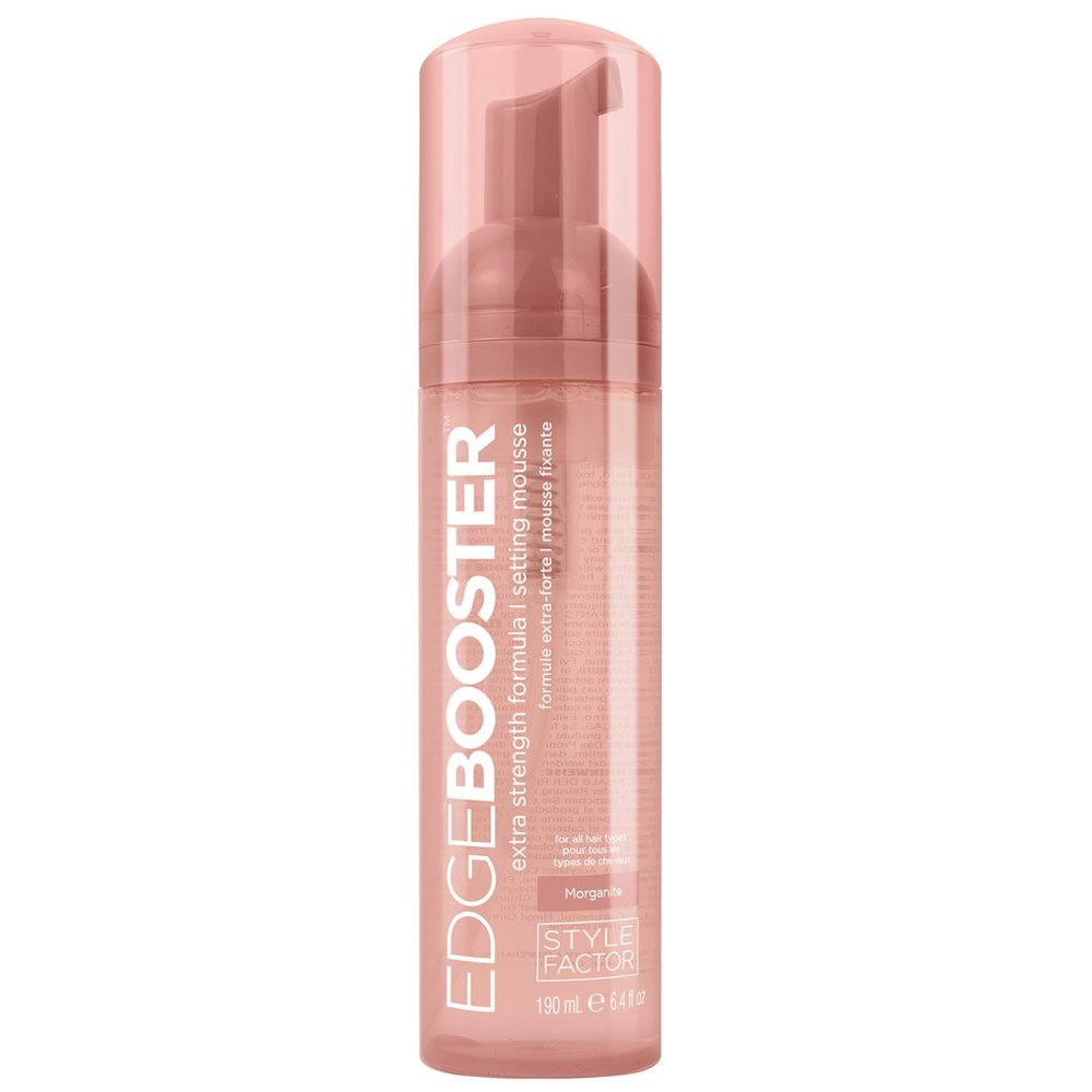 Style Factor EDGE BOOSTER Extra Strength Setting Mousse  Frizz Control, Extra Volume, and Conditioning  6.4oz Morganite Mousse for Curly Hair