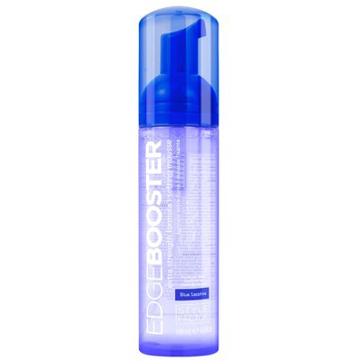Style Factor EDGE BOOSTER Extra Strength Setting Mousse Frizz Control, Extra Volume, and Conditioning 6.4oz Blue Sapphire Mousse for Curly Hair