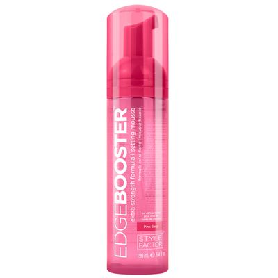 Style Factor EDGE BOOSTER Extra Strength Setting Mousse Frizz Control, Extra Volume, and Conditioning 6.4oz Pink Beryl Mousse for Curly Hair