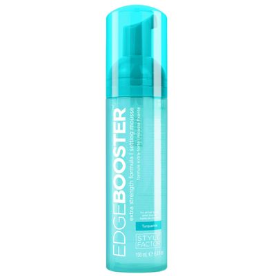 Style Factor EDGE BOOSTER Extra Strength Setting Mousse  Frizz Control, Extra Volume, and Conditioning  6.4oz Turquenite Mousse for Curly Hair