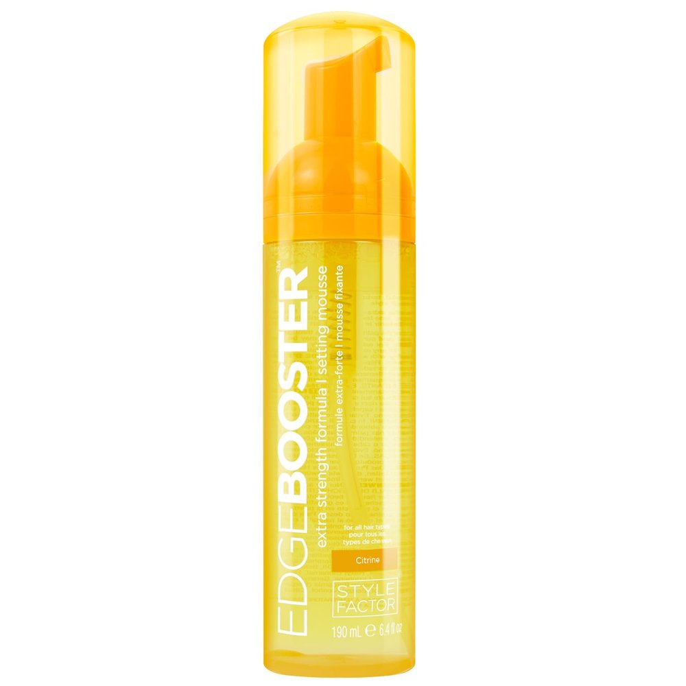 Style Factor EDGE BOOSTER Extra Strength Setting Mousse  Frizz Control, Extra Volume, and Conditioning  6.4oz Citrine Mousse for Curly Hair