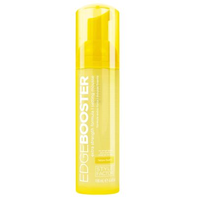 Style Factor EDGE BOOSTER Extra Strength Setting Mousse  Frizz Control, Extra Volume, and Conditioning  6.4oz Yellow Quartz Mousse for Curly Hair