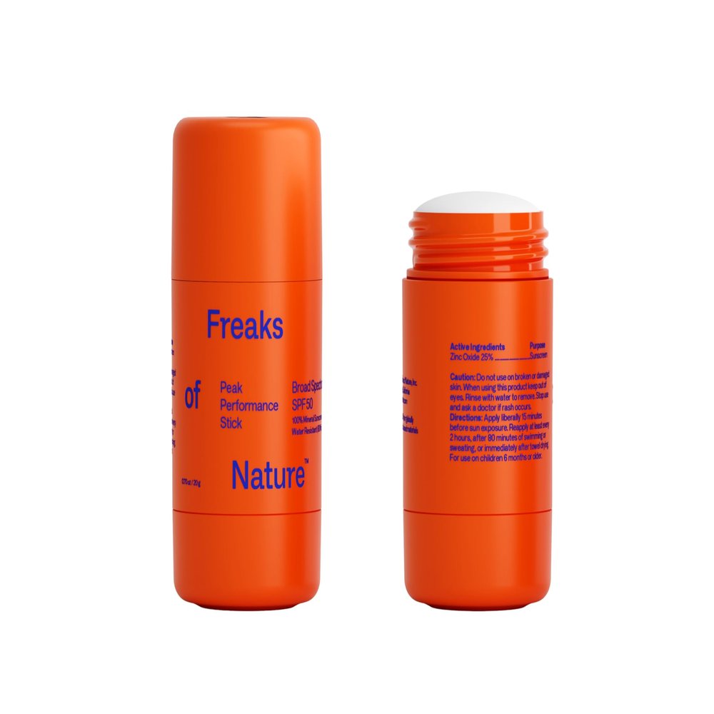 Freaks of Nature Peak Performance Sun Stick SPF 50 | 100% Mineral Sunscreen | Lightweight, 40-Min Water-Resistant | Plant-Based, Eco-Friendly, Reef-Safe, Cruelty-Free | All Skin Types | 0.70 oz