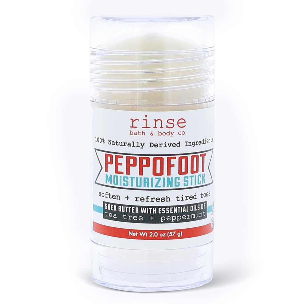 Rinse Bath & Body Peppofoot Heel Balm Stick - Handmade Heel Balm for Dry Cracked Feet with Peppermint and Tea Tree Oils | Ultra Moisturizing | No Mess Cracked Heel Stick | All Natural | 2oz