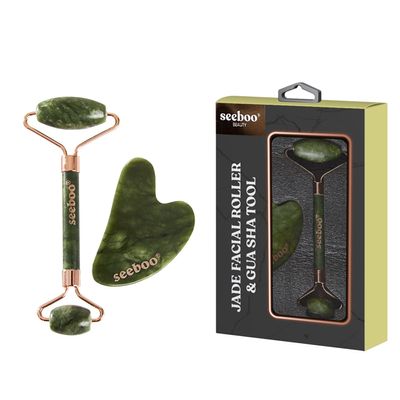 Anti Aging Rose Quartz/Jade and Gua Sha Set for Face, Eye, Neck - Body Muscle Relaxing Relieve Wrinkles