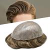 Healthlif Toupee for Men Hairpiece Hairpieces And Toupees Thin Skin Mens Hair System Full Poly V-Looped Mens Toupee Human Hair Systems7X9-110% Density#1820#18 Medium Blonde+20% Grey view 1