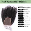 Kiss darling LASHES 4x4 Afro Kinky Curly Lace Closure Human Hair 18Inch Top Full Closure Piece #1b black 150% Density Lace Closure Pre Plucked Bleached Knots view 2