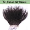 Kiss darling LASHES 4x4 Afro Kinky Curly Lace Closure Human Hair 18Inch Top Full Closure Piece #1b black 150% Density Lace Closure Pre Plucked Bleached Knots view 3