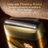 Electric Foil Shavers for Men, Mini Electric Razor, Compact Face Shaver, IPX7 Waterproof Wet Dry Cordless Razor, LED Display, USB-C, Travel-Friendly, Light Gold view 2