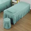 Green/a,175x60cm(T),LDLCYCN Massage Bed Skirt Cover Quilted Massage Table Skirt Spa Bed Cover with Face Hole Massage Sheet SPA Bed Full Cover Massage Fitted Sheet with Side Pocket Washable view 1
