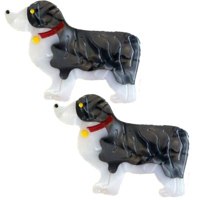 2PCS Border Collie Hair Clip,Dog Hair Alligator Clip,Dogs Hair Duckbill Clip,Animal Shape Hair Clips,Acetate Hair Clips for Girls,Small Hair Barrette for Women (Border Collie)