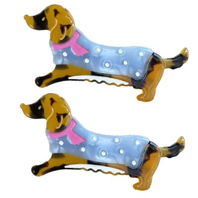 2PCS Dachshund Hair Clip,Dog Hair Alligator Clip,Dogs Hair Duckbill Clip,Animal Shape Hair Clips,Acetate Hair Clips for Girls,Small Hair Barrette for Women (Dachshund)