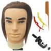 Mannequin Head with Human Hair, Barber Mannequin Head Male for Hair Cutting or Styling, Practice Hair Mannequin Head with Stand view 2