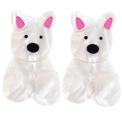 2PCS West Highland Terrier Hair Clip,Dog Hair Alligator Clip,Dogs Hair Duckbill Clip,Animal Shape Hair Clips,Acetate Hair Clips for Girls,Small Hair Barrette for Women (West Highland Terrier)