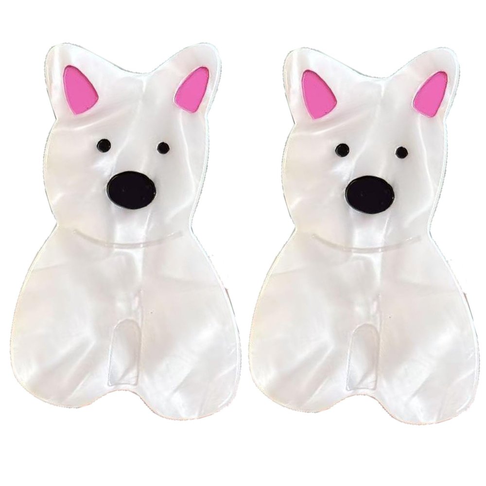 2PCS West Highland Terrier Hair Clip,Dog Hair Alligator Clip,Dogs Hair Duckbill Clip,Animal Shape Hair Clips,Acetate Hair Clips for Girls,Small Hair Barrette for Women (West Highland Terrier)