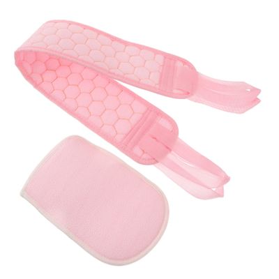 Happyyami 2Pcs Bath Towel and Exfoliating Shower Gloves with Long Back Body Strips for Deep Cleaning and Skin Massage Soft Material for Comfortable Spa Bathing