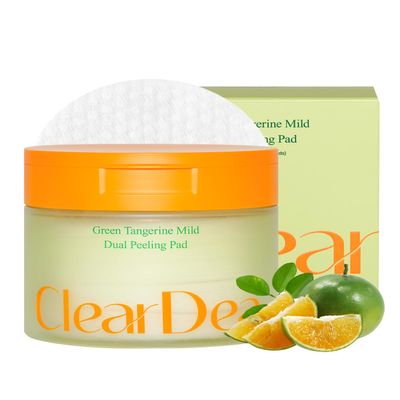 ClearDea Green Tangerine Dual Peeling Pad  Korean Exfoliating Toner Pads with 4HA Complex, Jeju Citrus Vinegar, Oil Control, Dual-Sided Texture, Hydrating & Smoothing, 50 Pads