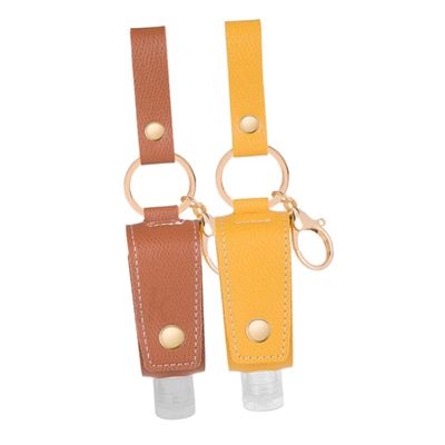 IWOWHERO 2pcs Travel Toiletries Containers Hand Travel Bottle Case Leather Case for Squeeze Bottle Keychain Pendant Decorative Portable Random Color