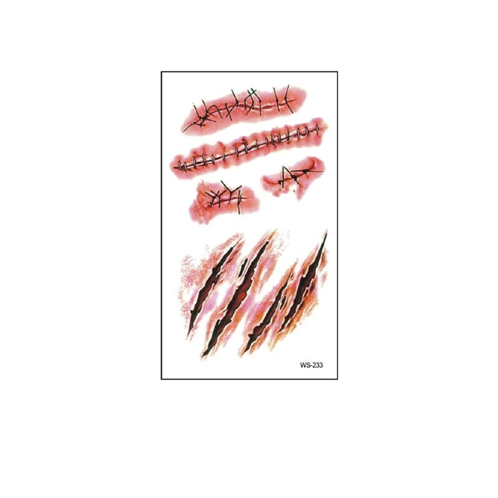 10pcs Halloween Scar Sticker Waterproof Wound Scar Face, Disposable Temporary Tattoo Fake Tattoos(WS-233)