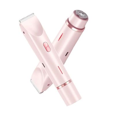 Bikini Trimmer for Women, Electric Shaver and Razor Rechargeable 2-in-1 Body and Facial Epilator, Dual Heads for Painless Trimming of Pubic Hair, Face, Underarms and Legs, IPX7 Waterproof. Shaving Gro
