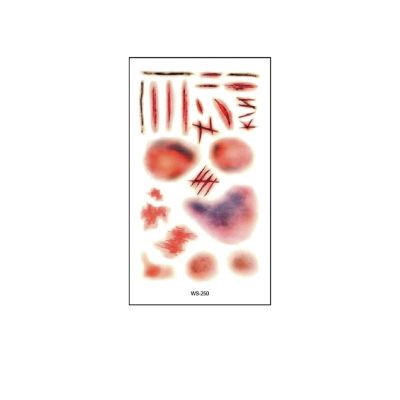 10pcs Halloween Scar Sticker Waterproof Wound Scar Face, Disposable Temporary Tattoo Fake Tattoos(WS-250)