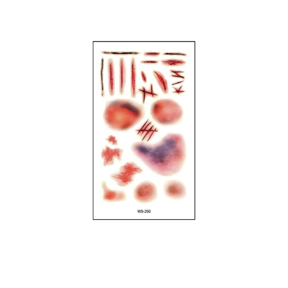 10pcs Halloween Scar Sticker Waterproof Wound Scar Face, Disposable Temporary Tattoo Fake Tattoos(WS-250)