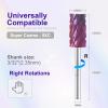 3/32" Large Barrel Bit Tungsten Carbide Nail Drill Bit Safety Bit for Gel & Acrylic Removal, Right Way Rotating Efile Tip, Salon Electric File Accessory (5XC Girt, Purple) view 2