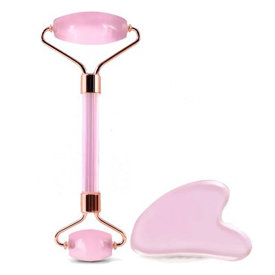 Ao Yee ZGL Gua Sha Facial Massage Tool and Roller Set, Facial Massager for Face, Neck, Arms, Eyes, Reduce Puffiness, Improve Wrinkles, Daily Self-Care Gift for Men and Women Emerald Green Pink White