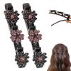 2 PCS Sparkling Crystal Stone Braided Hair Clips, 2025 New Flower Hair Clip for Women, Small Clips Braid for Home Use (Pink) view 1