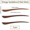 Beebeecraft 3Pcs Sandalwood Hair Sticks Vintage Sienna Wooden Japanese Chinese Hair Chopsticks for Women Handmade Bun Chignon Maker Accessories view 2