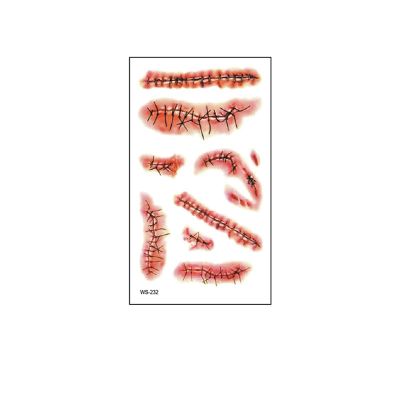 10pcs Halloween Scar Sticker Waterproof Wound Scar Face, Disposable Temporary Tattoo Fake Tattoos(WS-232)