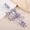 Teyglen Purple Rhinestone Pearl Wedding Hair Comb Bridal Crystal Hair Comb Handmade Head Piece for Bride Wedding Hair Accessories Jewelry for Women Headpiece (Purple) view 1
