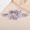 Teyglen Purple Rhinestone Pearl Wedding Hair Comb Bridal Crystal Hair Comb Handmade Head Piece for Bride Wedding Hair Accessories Jewelry for Women Headpiece (Purple) view 2