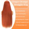 werkueen 32 inch Ginger orange 13x6 Lace Front Wig Human Hair 200 DensityGinger orange Wig Human Hair 13x6 HD Lace Frontal Wigs HumanHair Pre Plucked With BabyHair view 2