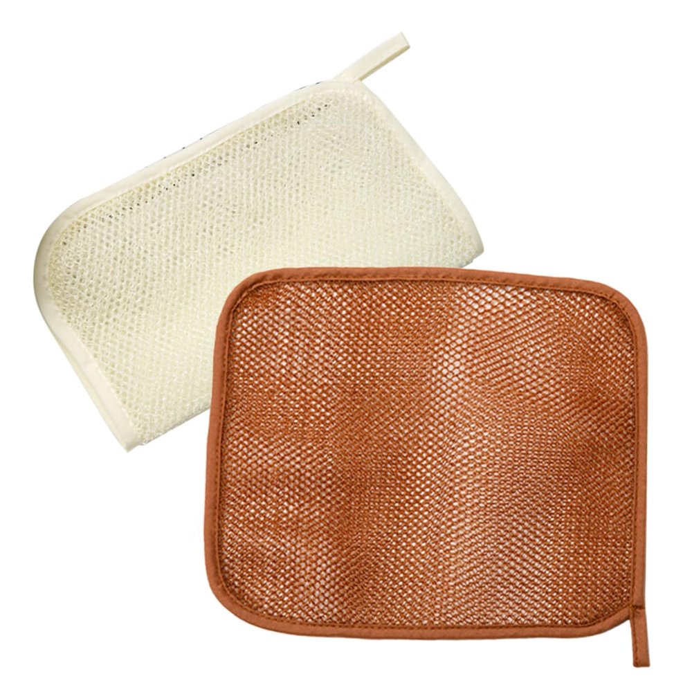 ASAKKURA 2pcs Nylon Net Bath Towel Loofa Shower Scrubber Exfoliating Back Scrubbers for Body Random Color