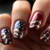 24 Pcs Glitter 4th of July Press on Nails Short Medium Fake Nails Independence Day Reusable False Nails Kit American Flag Nails Patriotic Press on Nails Glossy Full Cover Glue on Nails for Women view 1