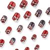 24 Pcs Glitter 4th of July Press on Nails Short Medium Fake Nails Independence Day Reusable False Nails Kit American Flag Nails Patriotic Press on Nails Glossy Full Cover Glue on Nails for Women view 3